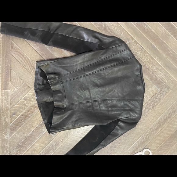 Zara Black faux leather jacket - Picture 3 of 4
